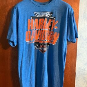 Harley-Davidson Blue and Orange Short Sleeve Tee